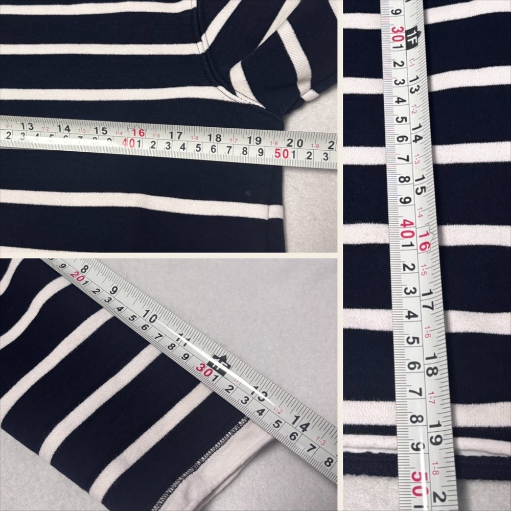 Lauren Ralph Lauren Petite S Navy White Striped 3/4 Sleeve Cotton Nautical Top - Picture 5 of 6